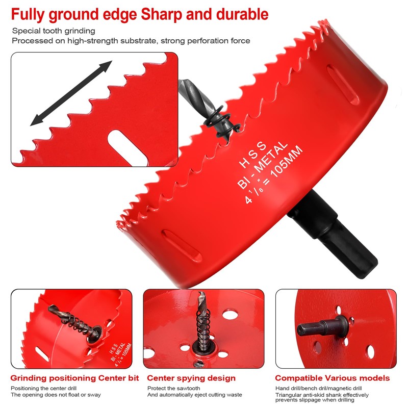 Hole Saw 4 1/8” (105mm) for Wood and Plastic, HSS