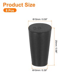 uxcell 8 Pcs Solid Rubber Stopper, Tapered Lab Seal Tube Stopper Plug for Test Tube Flasks Glass Containers Industry and Laboratories, 15x10x25mm Black