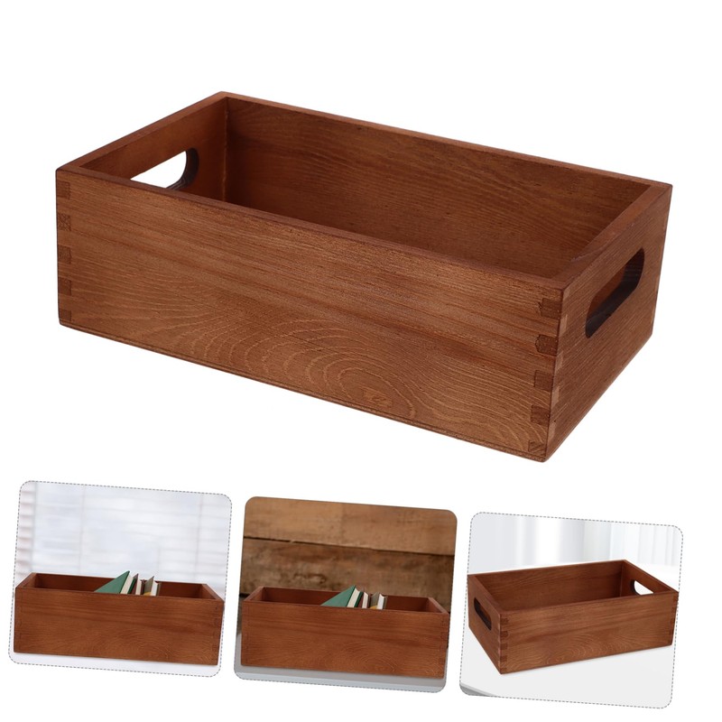 Hohopeti Wood Crate Storage Box for Organizing Sundries Multi-functional Bin