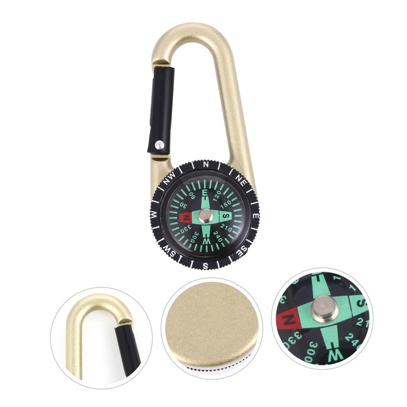 Gatuida 2pcs Multifunctional Compass Carabiner Graduated Zinc Alloy Keychain for