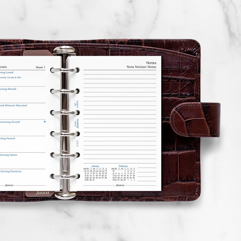 Filofax Pocket week per page with notes 4 language 2024