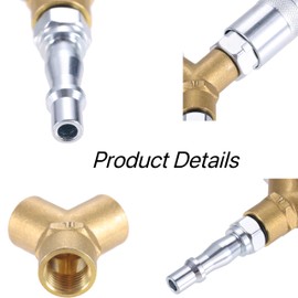 1/4" BSP 3 Way Airline Hose Connectors,Air Compressor Fittings Y Connector Splitter Male/Female Thread Quick Release Coupler