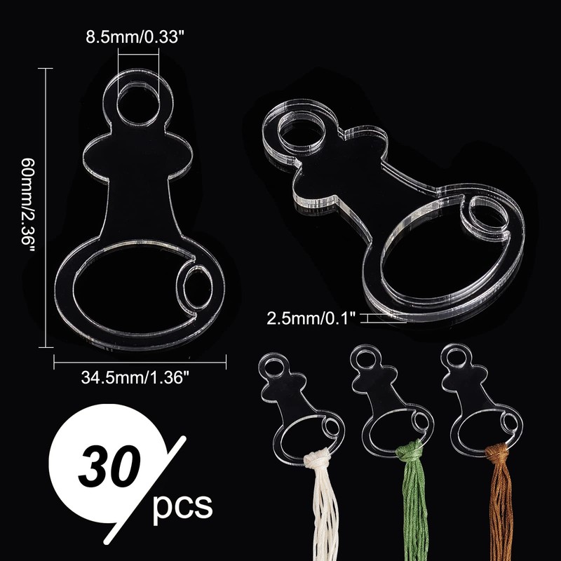 PH PandaHall 30pcs Clear Acrylic Floss Bobbins, Embroidery Floss Thread