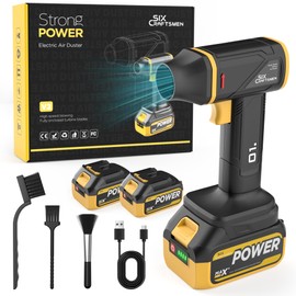 Compressed Air Duster with 180000RPM Super Power, Cordless Electric Air Duster with 2x3000mAh Rechargeable Batteries, Powerful Portable Mini Dust Blower for Car,Keyboard,Computer,Outdoor,House(Yellow)