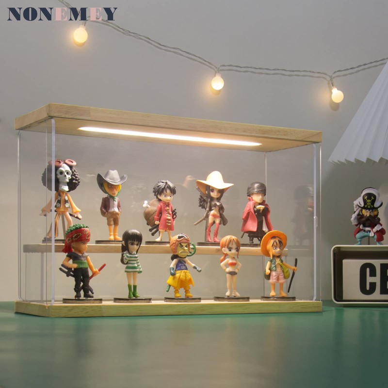 NONEMEY Clear Acrylic Display Case Stand with LED Light 2/3/4/5/6