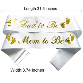 NAUXIUDSJS Mom To Be Sash, Dad to Be Sash, Gift Ideas for Soon to Be Parents, Pregnancy Announcement, Boy or Girl, Baby Shower Party Decorations, Gifts, Favors, Mommy Supplies Gender Reveal, White