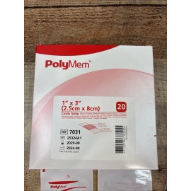 FERRIS Polymem 1" x 3" Cloth Strip PolyMeric Membrane Dressing BX of 20