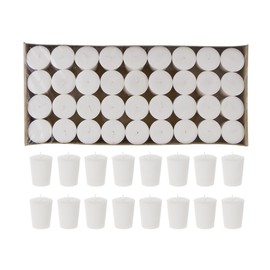 Mega Candles 72 pcs Unscented White Votive Candles, Pressed Wax Candle 15 Hours 2.25 Inch x 1.5 Inch, for Home Décor, Wedding Receptions, Baby Showers, Birthdays, Celebrations, Events, Prayers