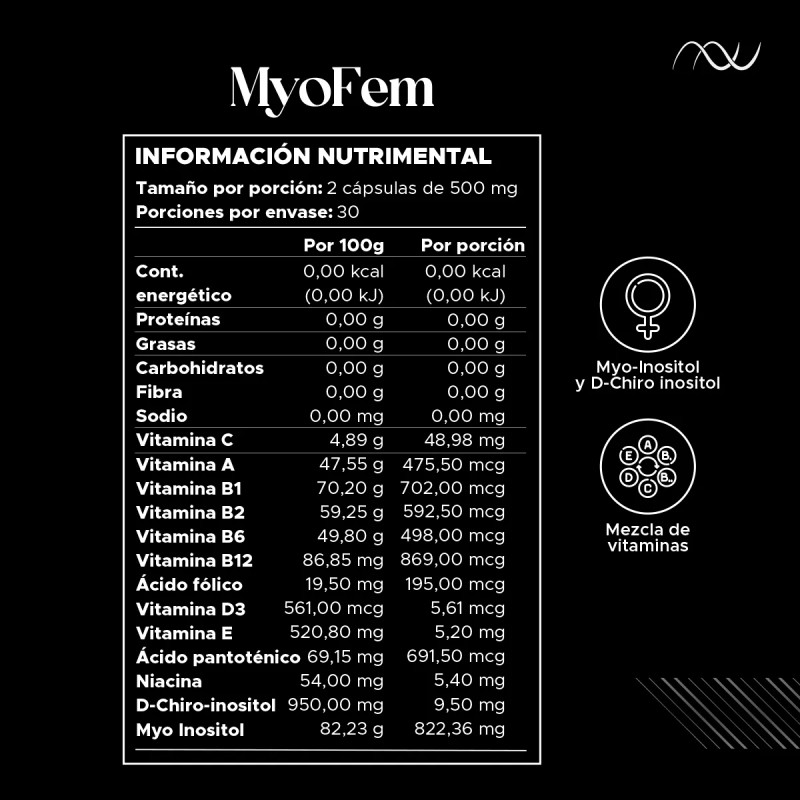 Myo Inositol D Chiro Vitaminas Acido Folico Vitamina D3 Sabor