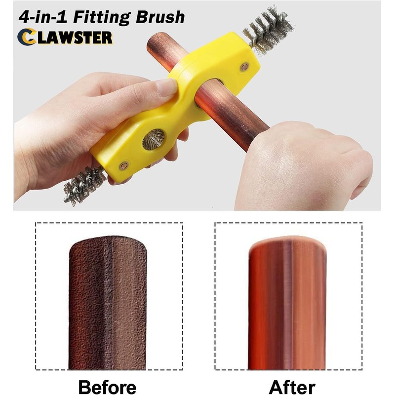 4 in 1 Fitting Brush, Copper Pipe Tubing Brush Cleaner,