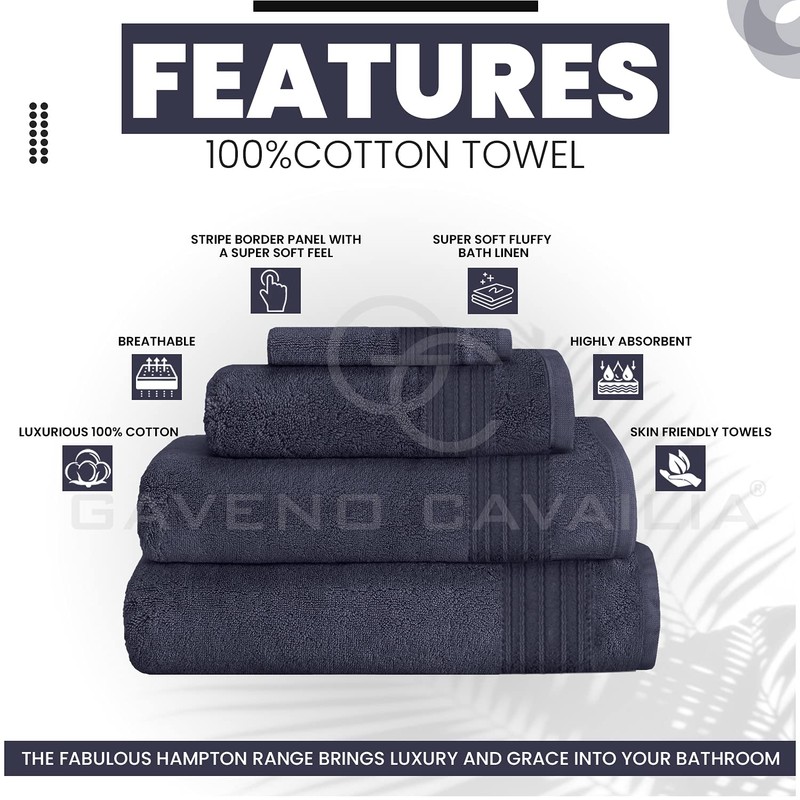 Gaveno Cavailia 100% Natural Cotton Thick Absorbent 450 GSM Hampton