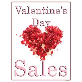 P40VDT "Valentine's Day Sale Hearts Flowers Design" Holiday Seasonal Vinyl Window Sale Sign Posters Retail Business Store Signs (P40-25" x 33")