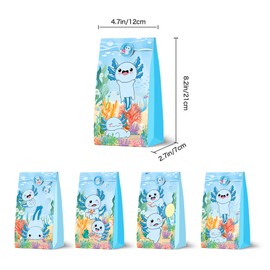 WADACIPPSELLER 12Pcs Blue Axolotl Party Favor Bags Gift Bags Candy Bags for Blue Axolotl Birthday Party Supplies