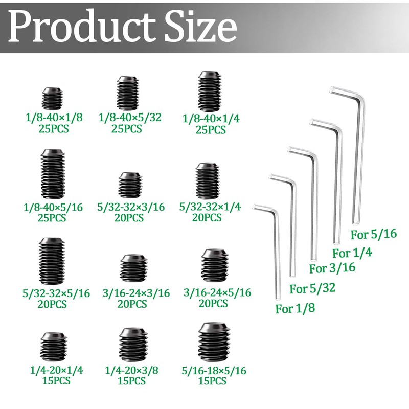 Ruibapa 535 PCS Set Screw Assortment Kit Metric + SAE