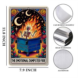 Tarot Skeleton Wall Decor, Funny Tarot Card Wall Art Decor, Witchy Bedroom Decor, Sarcastic Skeleton Skull Witch Stuff, Metal Aluminium Plate Signs for Farmhouse Home Office Kitchen 8 x 12 Inch