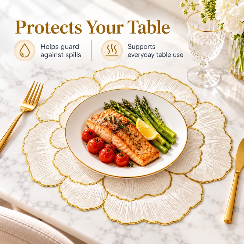 Flower-Shaped Placemats for Dining Tables – 6 Piece Decorative Floral