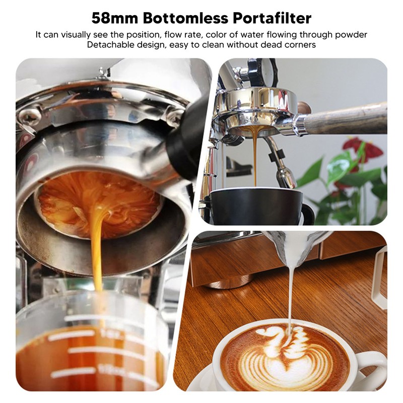 58mm Coffee Portafilter Aluminum Alloy 2 Ears Bottomless Portafilter Handle