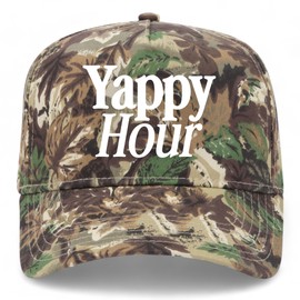 Yappy Hour Vintage Trucker Hat | Premium Snapback Baseball Hat for Men & Women (US, Alpha, One Size, Camo)