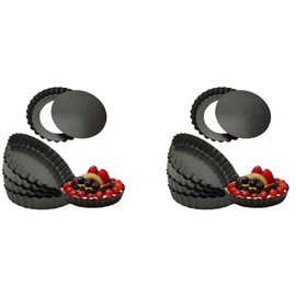 12 Pack 5 Inch Mini Tart Pans with Removable Bottom Round Nonstick Quiche Pan, Heavy Duty Fluted Side Pie Tart