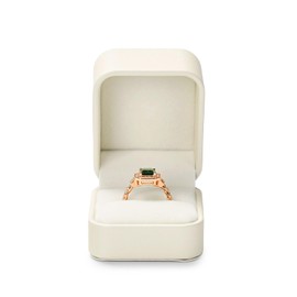 Woodten PU Leather Jewelry Ring Box for Proposal Engagement White PU Leather Ring Gift Box(White)