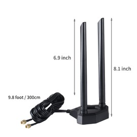 Dual Band WiFi 2.4GHz 5GHz 5.8GHz RP-SMA Male WiFi Antenna Aerial with Magnetic Base for PC Desktop Computer PCI-E WiFi Network Card USB WiFi Adapter Bluetooth Card Wireless Router, Supaerial