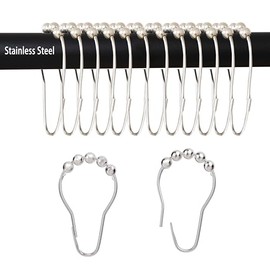 Stainless Steel Shower Curtain Hooks Rustproof Decorative Shower Curtain Rings for Shower Rods 12 Pack