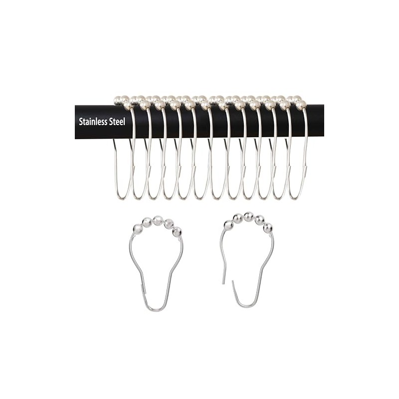 Stainless Steel Shower Curtain Hooks Rustproof Decorative Shower Curtain Rings