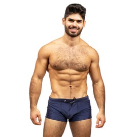 Taddlee Men's Swimwear Swimming Boxer Trunks Briefs Shorts Square Cut Swimsuits, Dark Blue