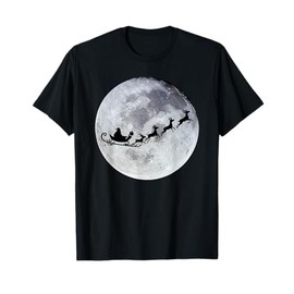 Santa in the Moonlight Fun Christmas Gift X-Mas T-Shirt, black
