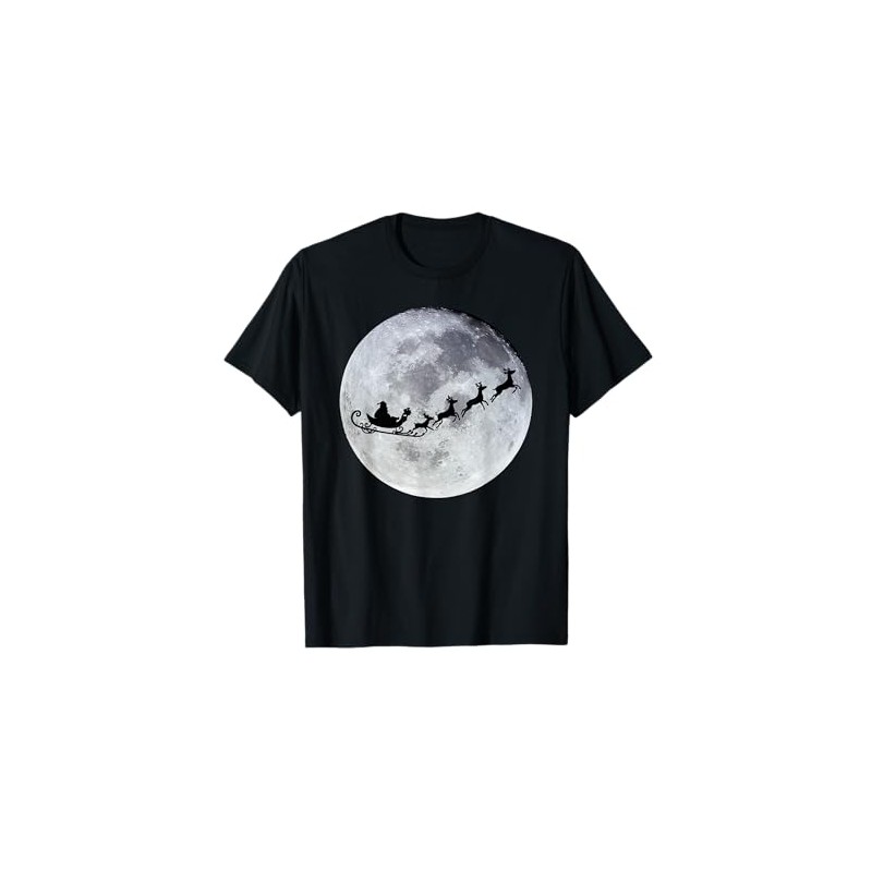 Santa in the Moonlight Fun Christmas Gift X-Mas T-Shirt, black