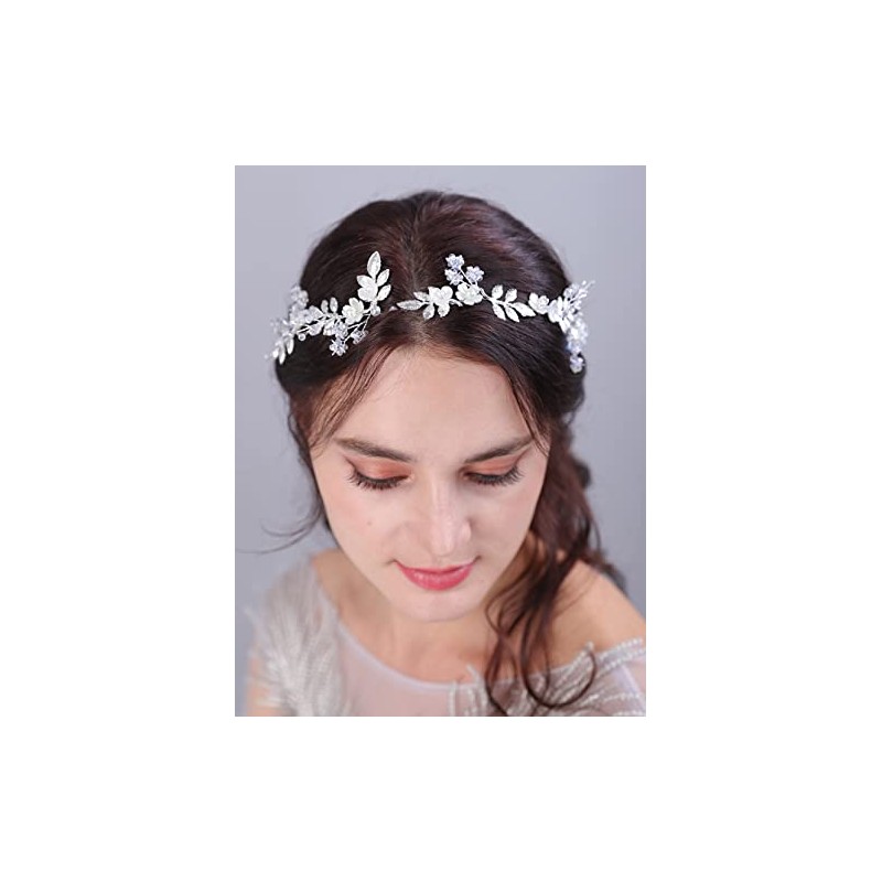 JWICOS Diadema de novia con hojas y flores, accesorio para