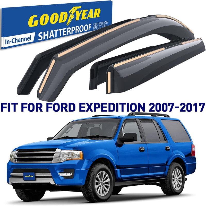 Goodyear Shatterproof in-Channel Window Deflectors for Ford Expedition 2007-2017, Rain