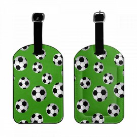 Zoczos Football Travel Baggage Bag Tags Outdoor Exercise Competition Green Background Luggage Tags Travel Suitcase Tags with Name ID Card for Luggage Suitcase Schoolbag Lunchbag, 1 Pack