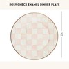 MACKENZIE-CHILDS Enamel Dinner Plate, Decorative Dinnerware Plate, 10 Inches, Pink-and-White