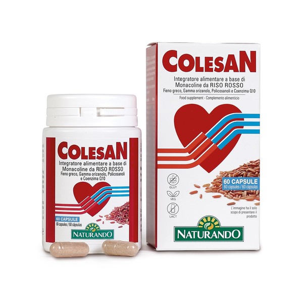 Naturando Colesan con Riso rosso, Fieno Greco, Gamma orizanolo, Coenzima Q10, Policosanoli - 60 Capsule