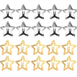 Pack of 20 Star Hair Clips, Mini Hair Clip, Silver and Gold, Star Hair Clip, Hair Accessories, Pentagram, Metal Snap Headpiece, for Children, Girls and Madame Hair Accessories