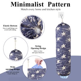 TOGETRUE Plastic Bag Holder, Wall Mount Grocery Bag Organizer, Heavy Duty Storage for Home Kitchen Camper (Blue Stars)