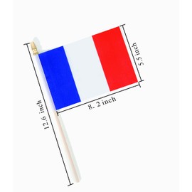 Ckexin 25Pack Small France Flag Handheld Mini French Flag on Stick 5x8 Inch