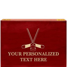 Crown Awards Hockey Rosewood Humidor Gift, Customize with Your Own Text Engraving