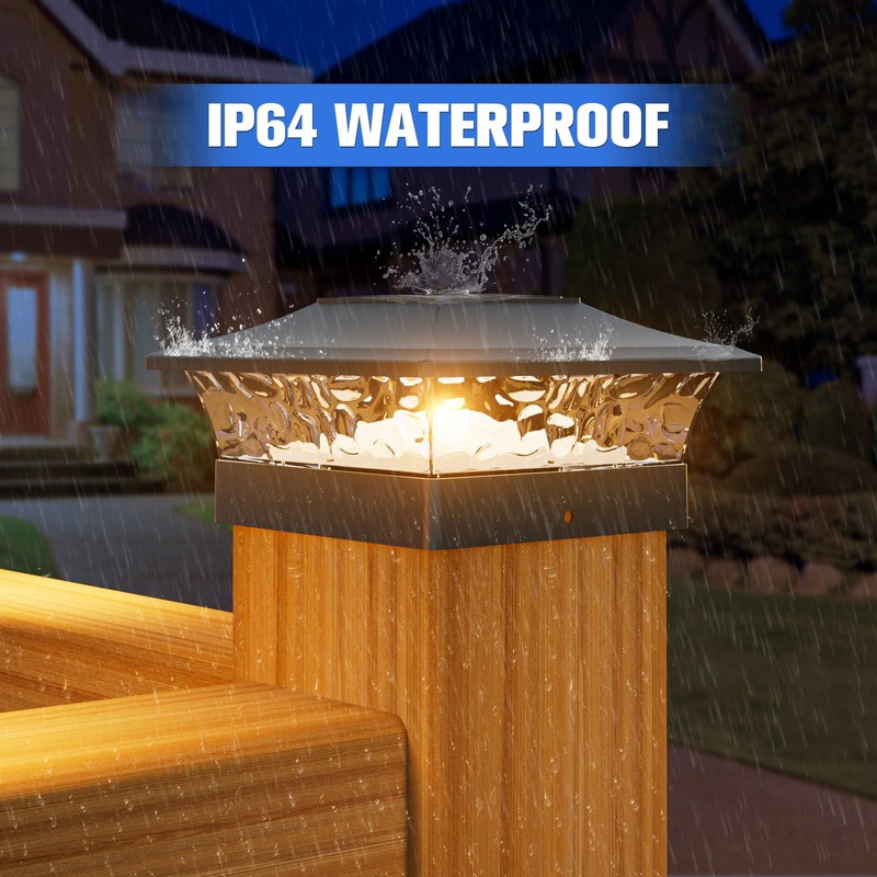 VOLISUN Solar Post Cap Light 12Pack Black: RGB Color Changing