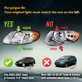FEBERG [OE Style Anti-Yellowing Headlights for 01-07 Dodge Caravan/Grand Caravan/Chrysler Town & Country with 113.3-inch Short-Wheelbase (NOT for long-wheelbase 119.3-inch) for 01-02 Grand Voyager