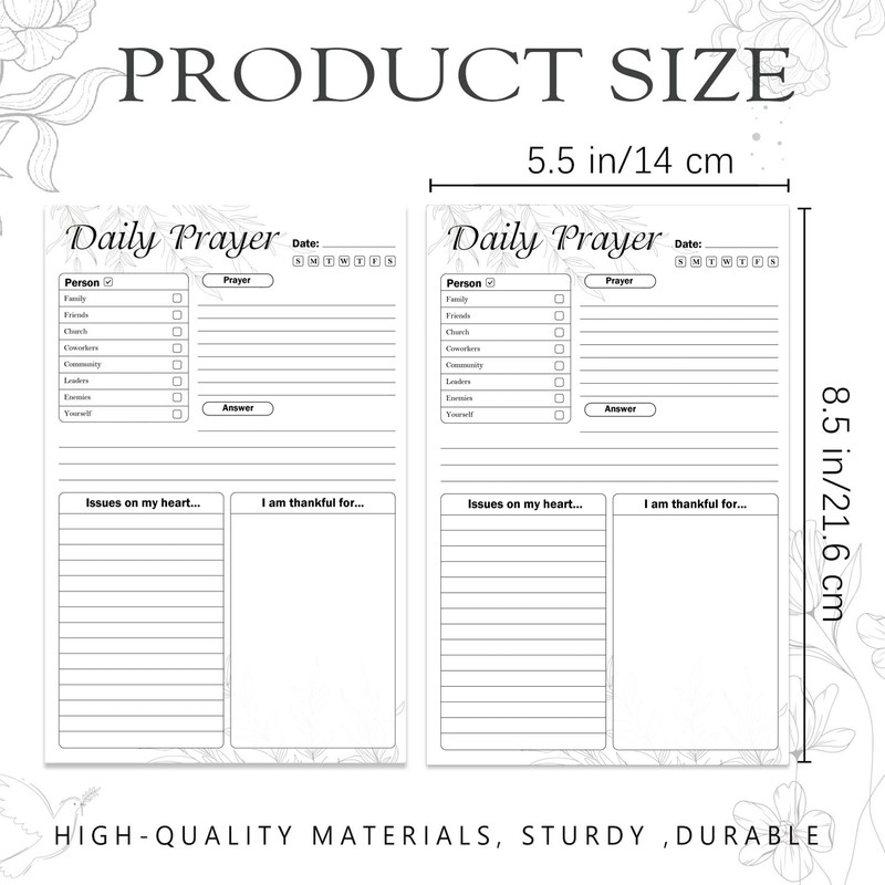 100 Sheet Daily Prayer Notepad Religion Study Worksheet Bible Journal