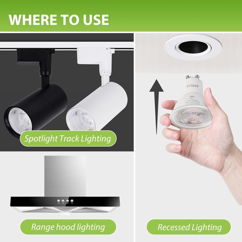 6 Pack GU10 LED Spotlight Bulbs,Dimmable, 5000K Daylight 582LM, 50W