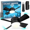 Bell+Howell Socket Breeze Socket Fan Light with Remote, Portable Small