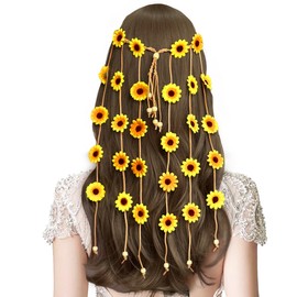 Echehi Sunflower Hair Accessories, Sunflower Headband, Floral Hippie Accessories, Flower Wreath Hair for Carnival, Wedding