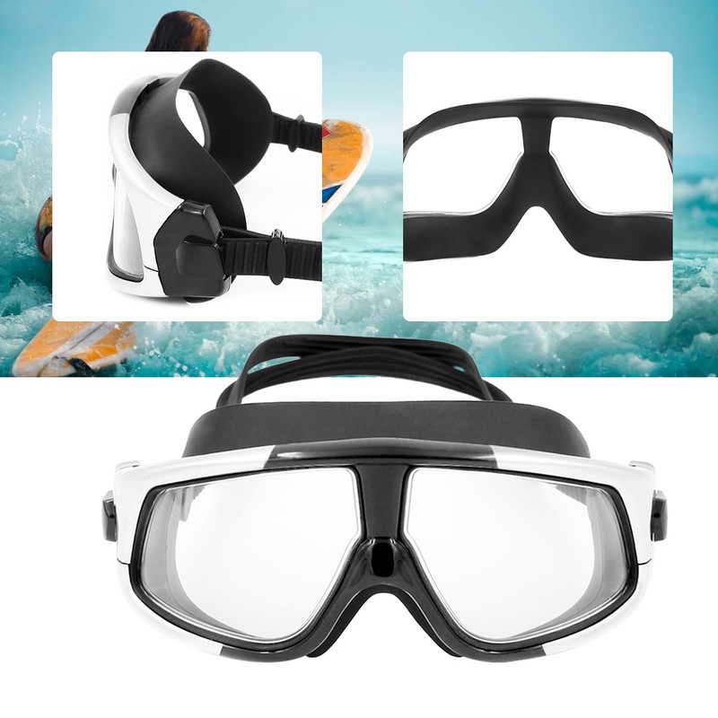 WHALE Professional Adults Electroplating Anti fog Swimming Glasses (Silver Black)