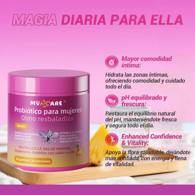 Mvpcare Gomitas Piña Probioticos Vaginales Veganas Mujer Equilibrio Soporte Probiótico