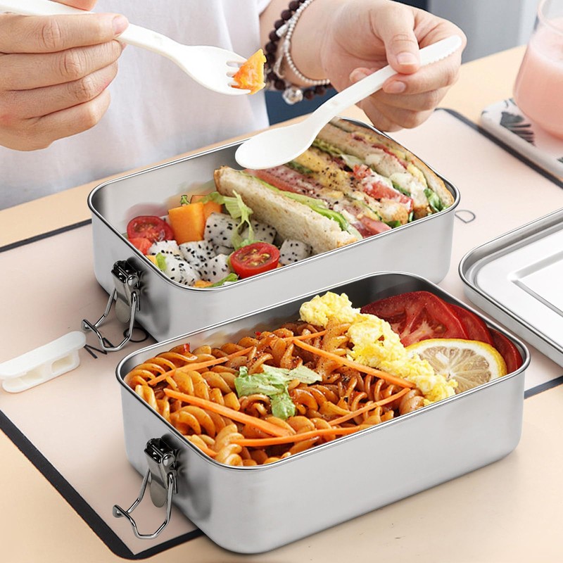 Large 1400ML Stainless Steel Food Containers, 304 Stainless Steel Food