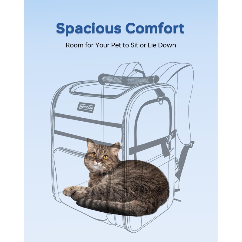 Hiking Dog Carrier Backpack, Padded Height-Enhancing Design, Adjustable Waist Cushioning