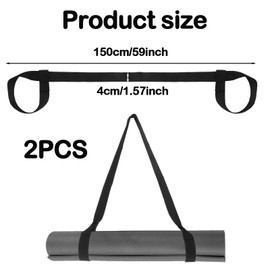 2 PCS Yoga Mat Strap, Yoga Mat Carry Strap, Yoga Mat Strap Carry, Yoga Mat Holder Multifunctional Yoga Mat Strap Easy to Carry Adjustable Ring for All Mat Sizes - Black Color